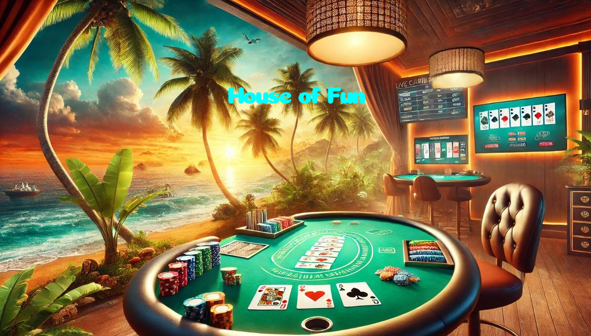 House of Fun casino presented on mobile device in Pakistan with slots and live games